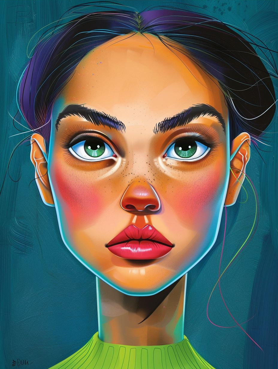 Vibrant Neon Surrealist Portrait