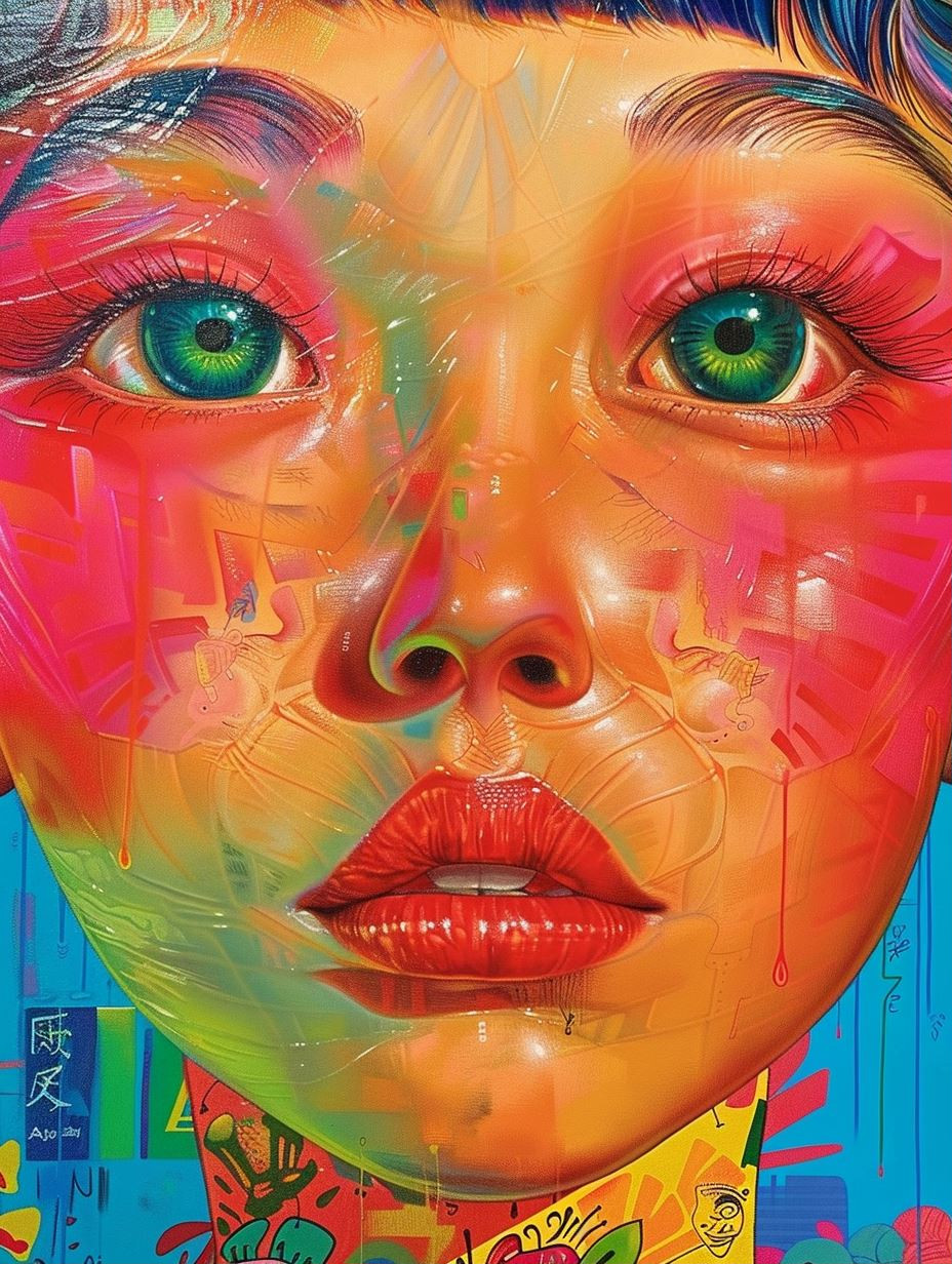 Vibrant Neon Psychedelic Portrait