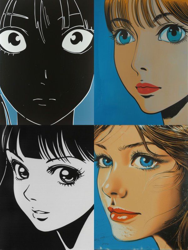 Minimalist Noir Anime Portrait