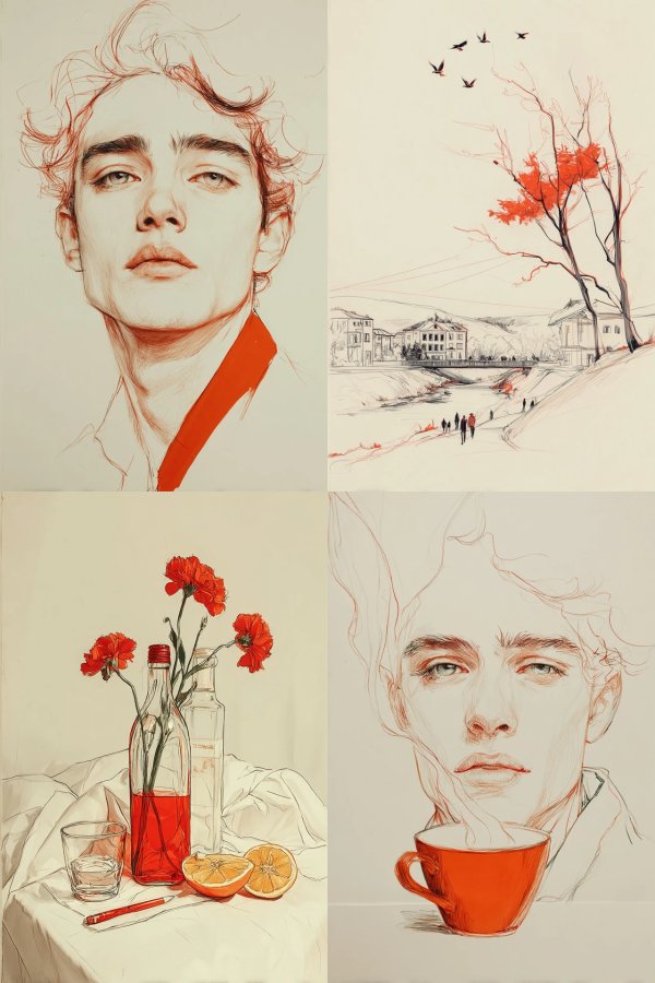 Crimson Sketch Elegance