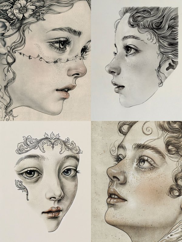 Ethereal Ink Stippled Portrait