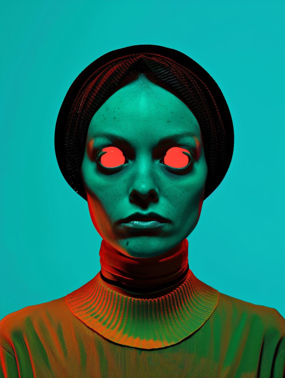 Cybernetic Duality in Neon Blue