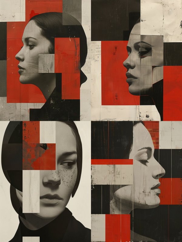 Fragmented Crimson Portrait Study