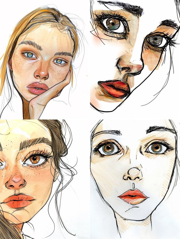Ethereal Freckled Portrait Sketch
