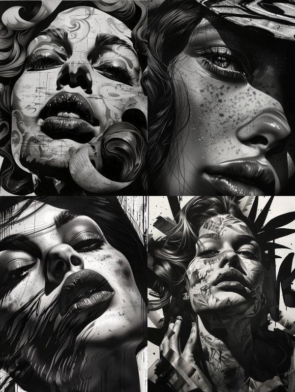 Surreal Monochrome Graphic Portrait