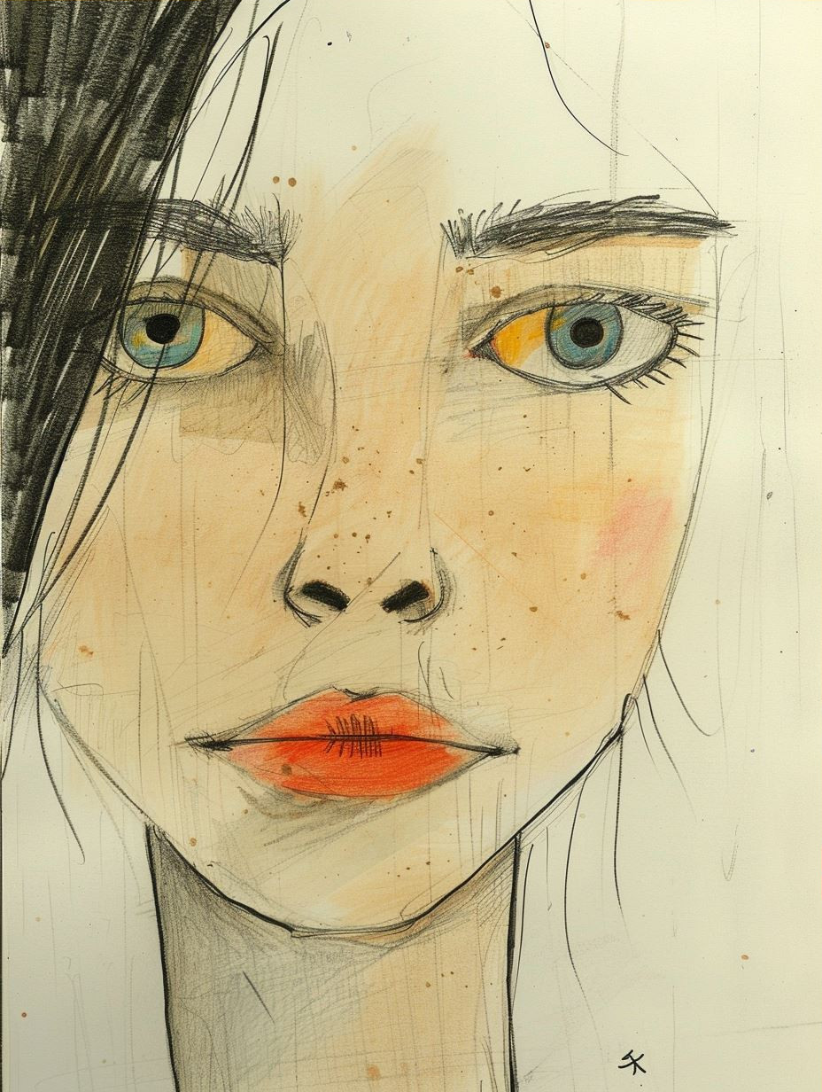 Melancholic Sketch of Ethereal Beauty