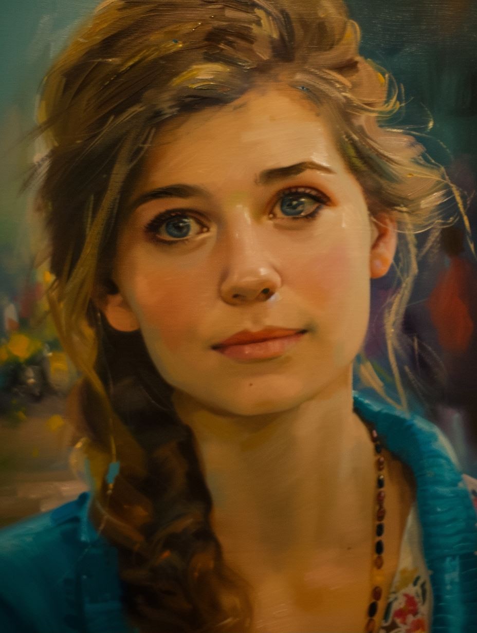 Golden Hour Oil Portrait - Image 1