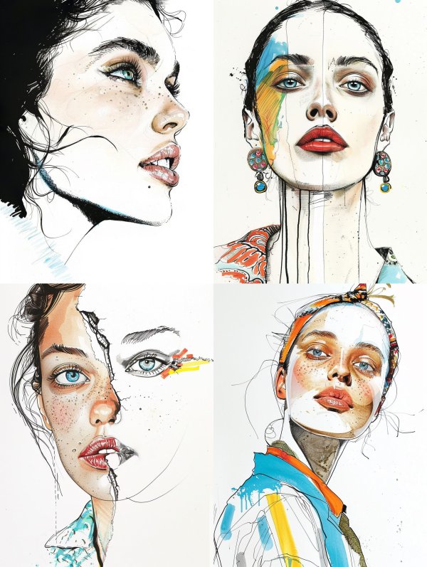 Ink and Watercolor Muse