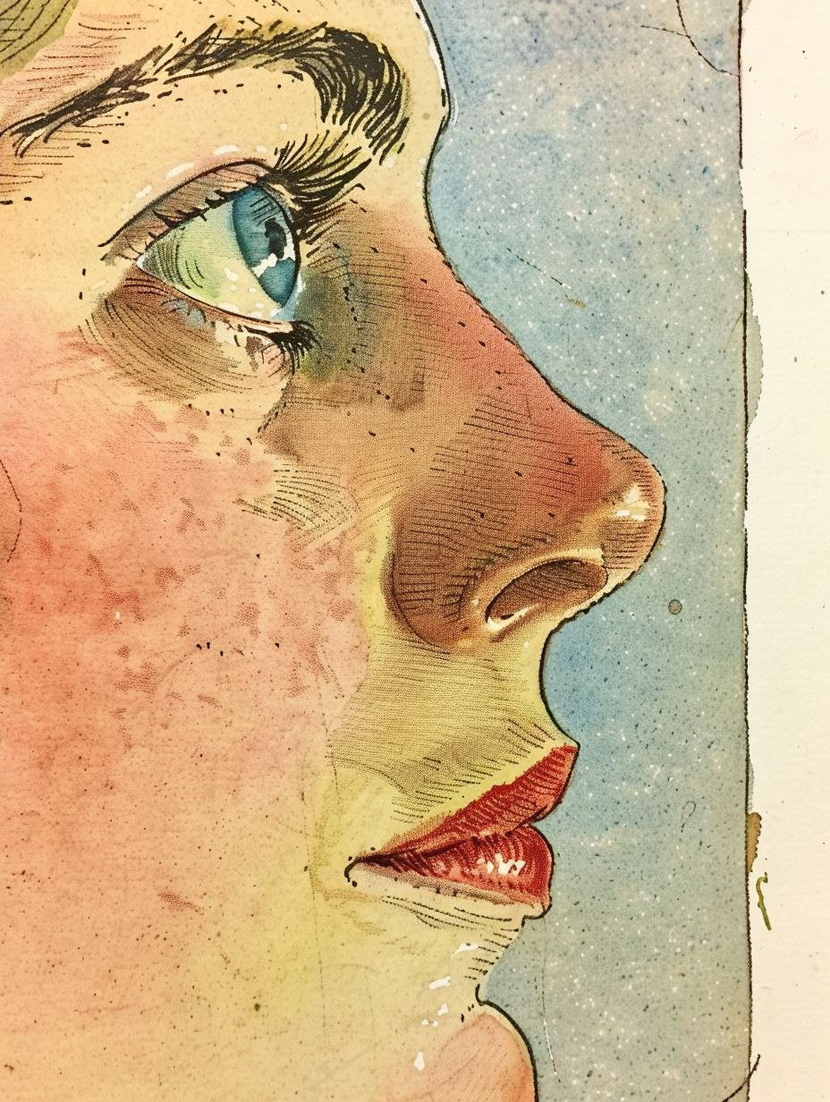Melancholic Ink Portrait Study