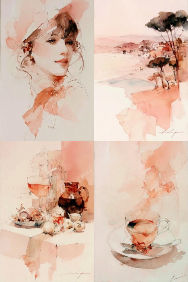 Blushing Watercolor Muse