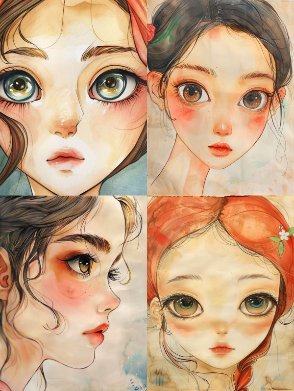 Ethereal Watercolor Gaze Portrait