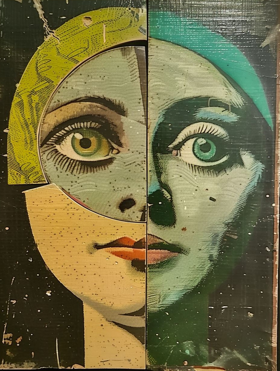 Fragmented Vintage Collage Portrait
