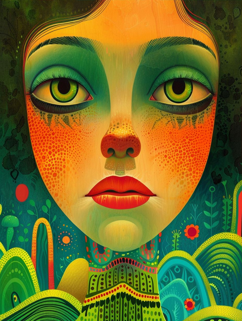 Vibrant Psychedelic Floral Portrait