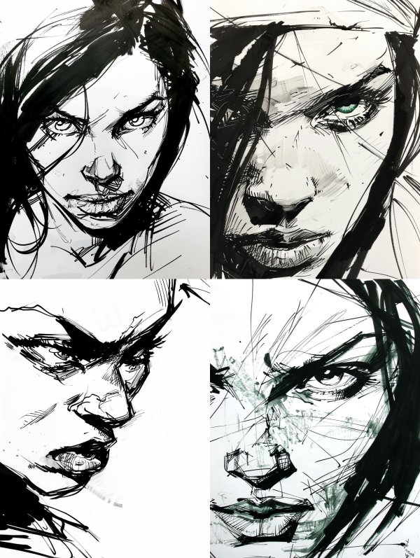 Raw Ink Expressionist Portrait