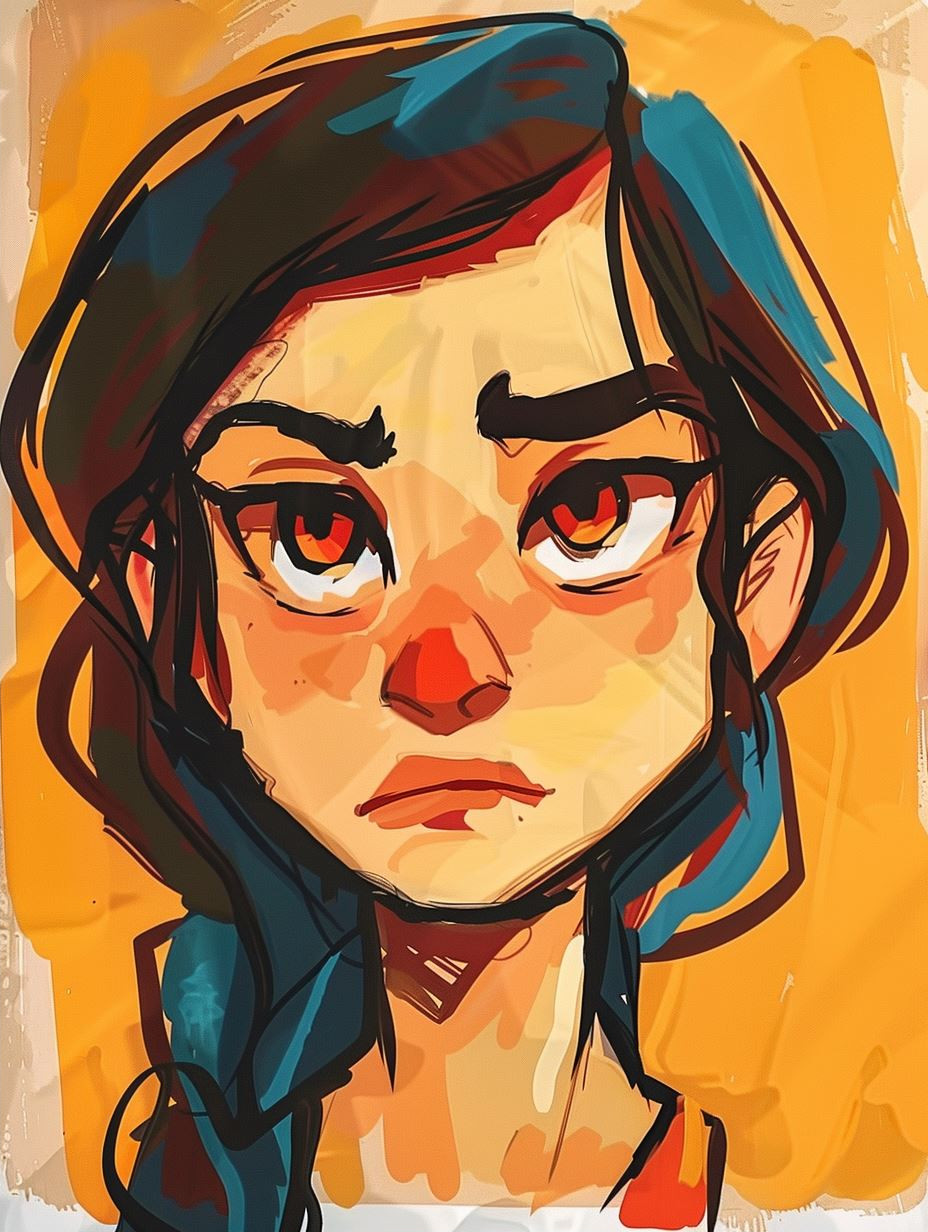 Melancholy Ink Sketch Portrait - Image 2
