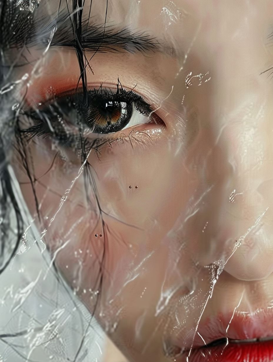 Ethereal Gaze Through Shattered Glass