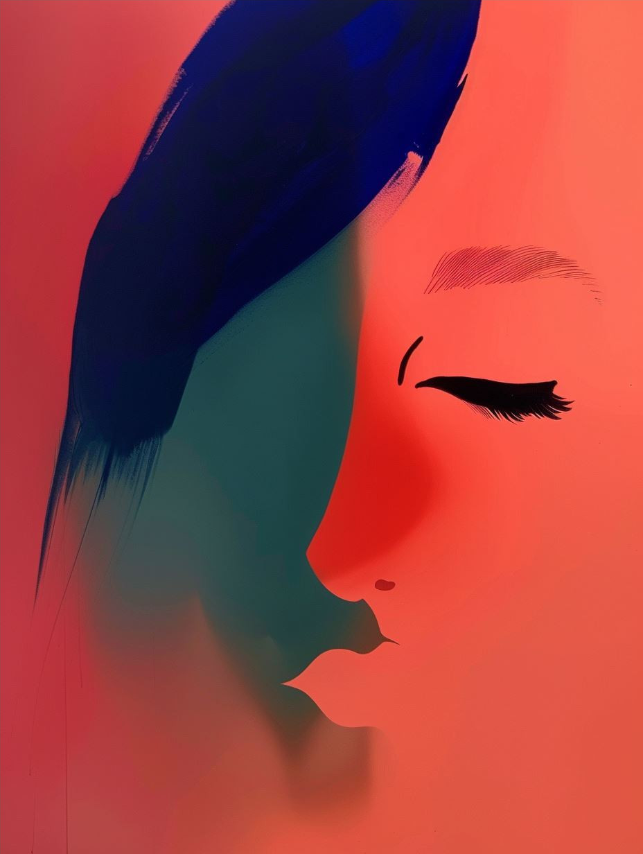Crimson Dream Minimalist Portrait