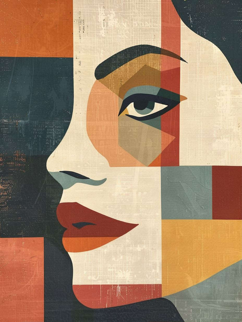 Geometric Mid-Century Modern Portrait