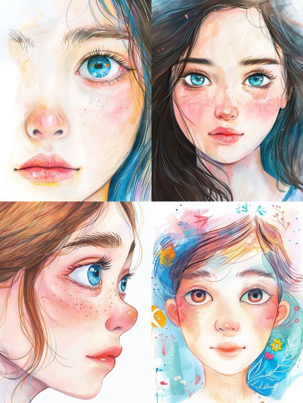 Ethereal Watercolor Gaze