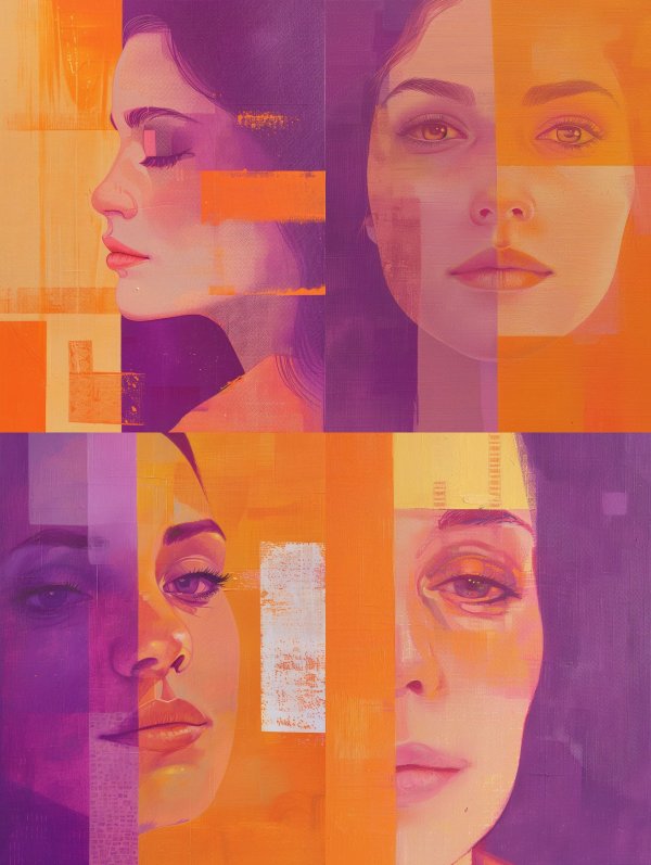 Fragmented Portraits in Violet Gold