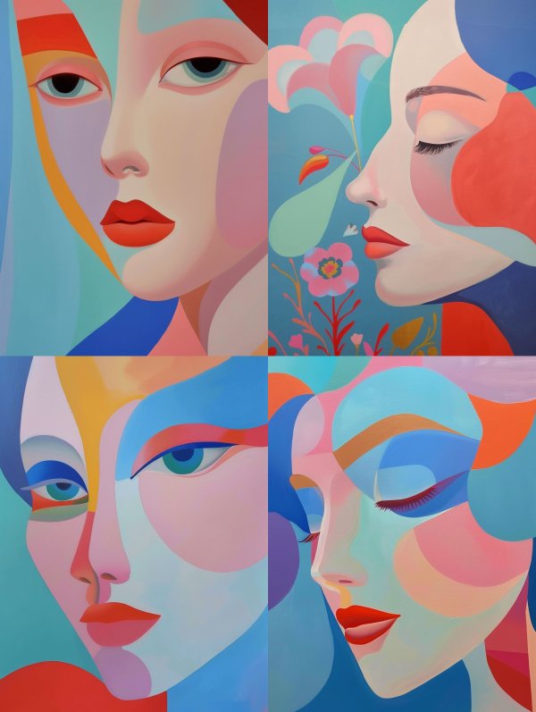 Abstract Pastel Portrait Harmony