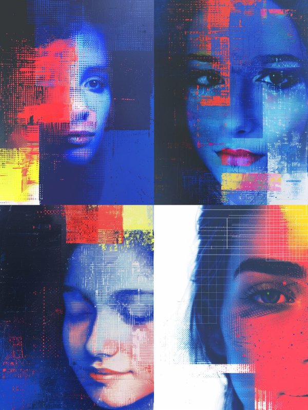 Fragmented Neon Soul Portraits