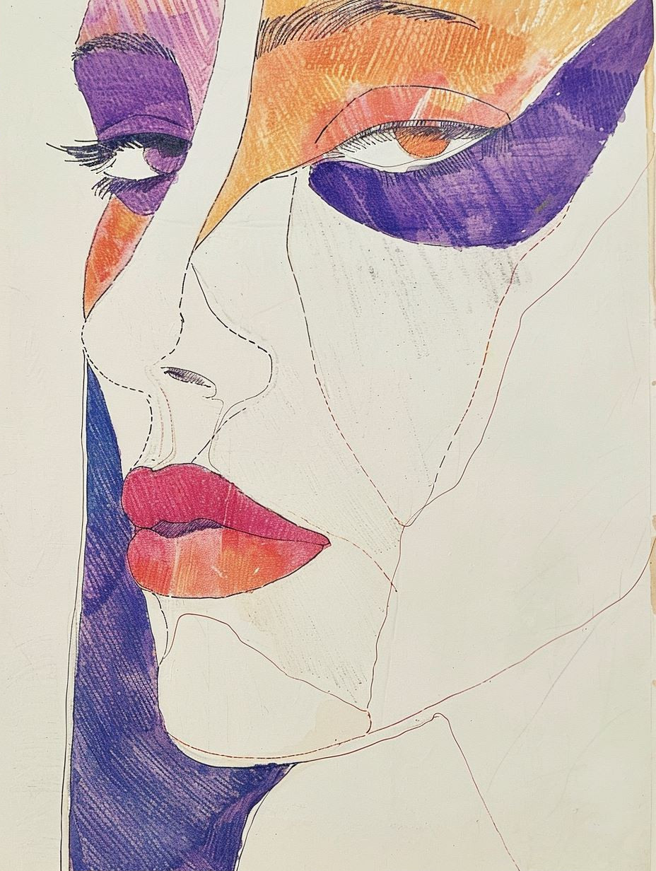 Abstract Violet Portrait Sketch