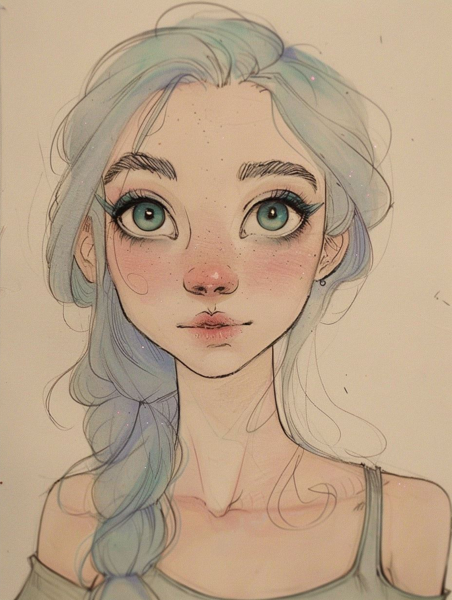 Ethereal Gaze in Ink Wash