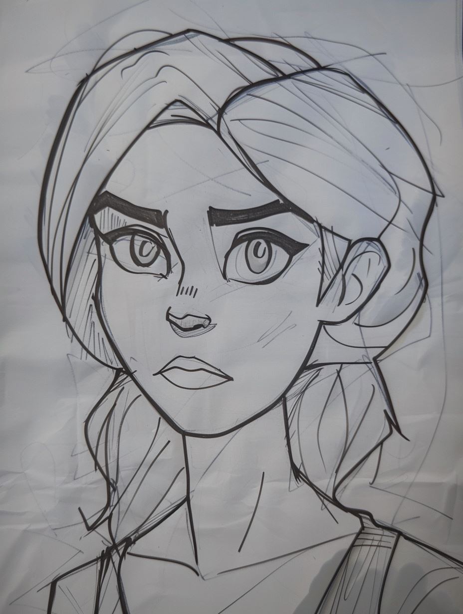 Melancholy Sketch on Aged Paper