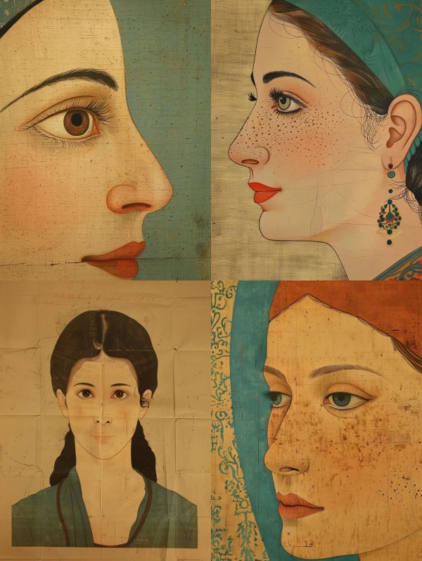 Ancient Mughal Portrait Detail
