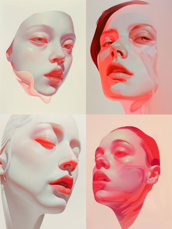 Ethereal Crimson Fluidity Portrait