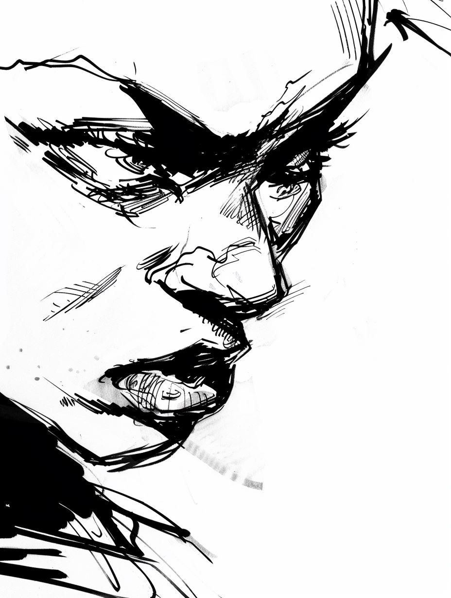 Raw Ink Expressionist Portrait - Image 3