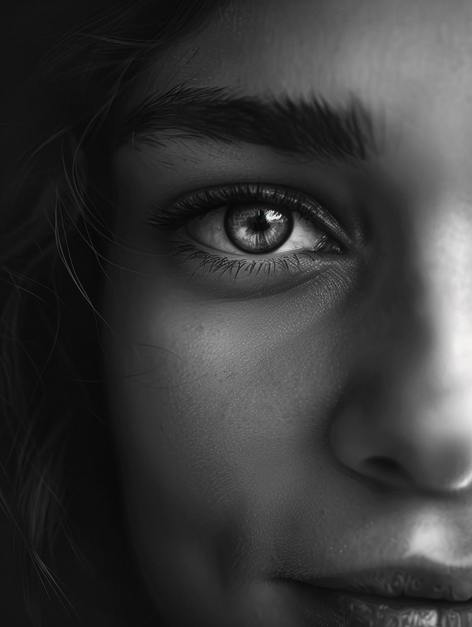 Intimate Monochrome Gaze Study