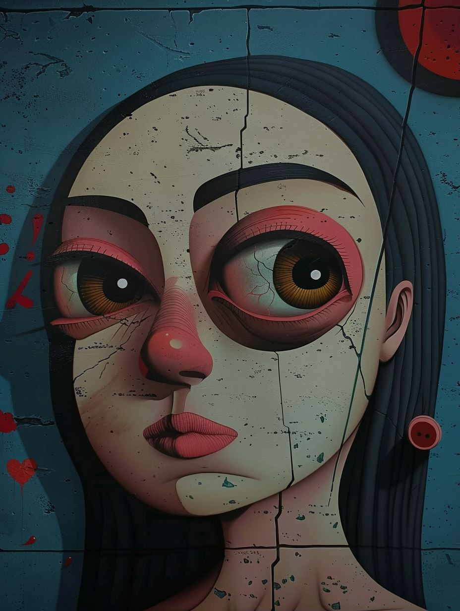Melancholy Urban Mural Portrait