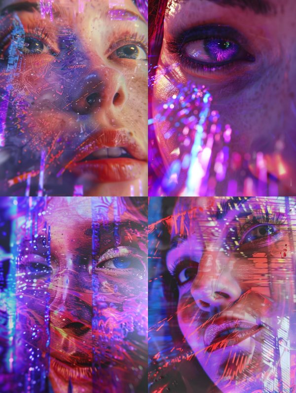 Neon Glitch Cybernetic Portrait