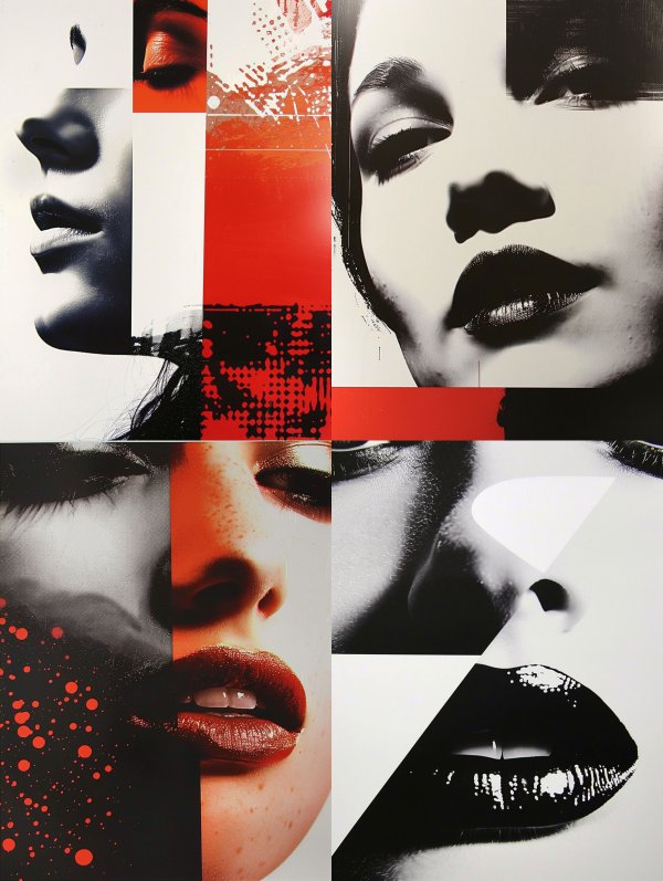 Fragmented Crimson Portrait Study