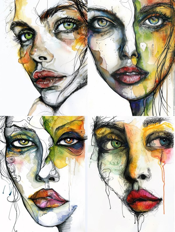 Ink and Watercolor Muse