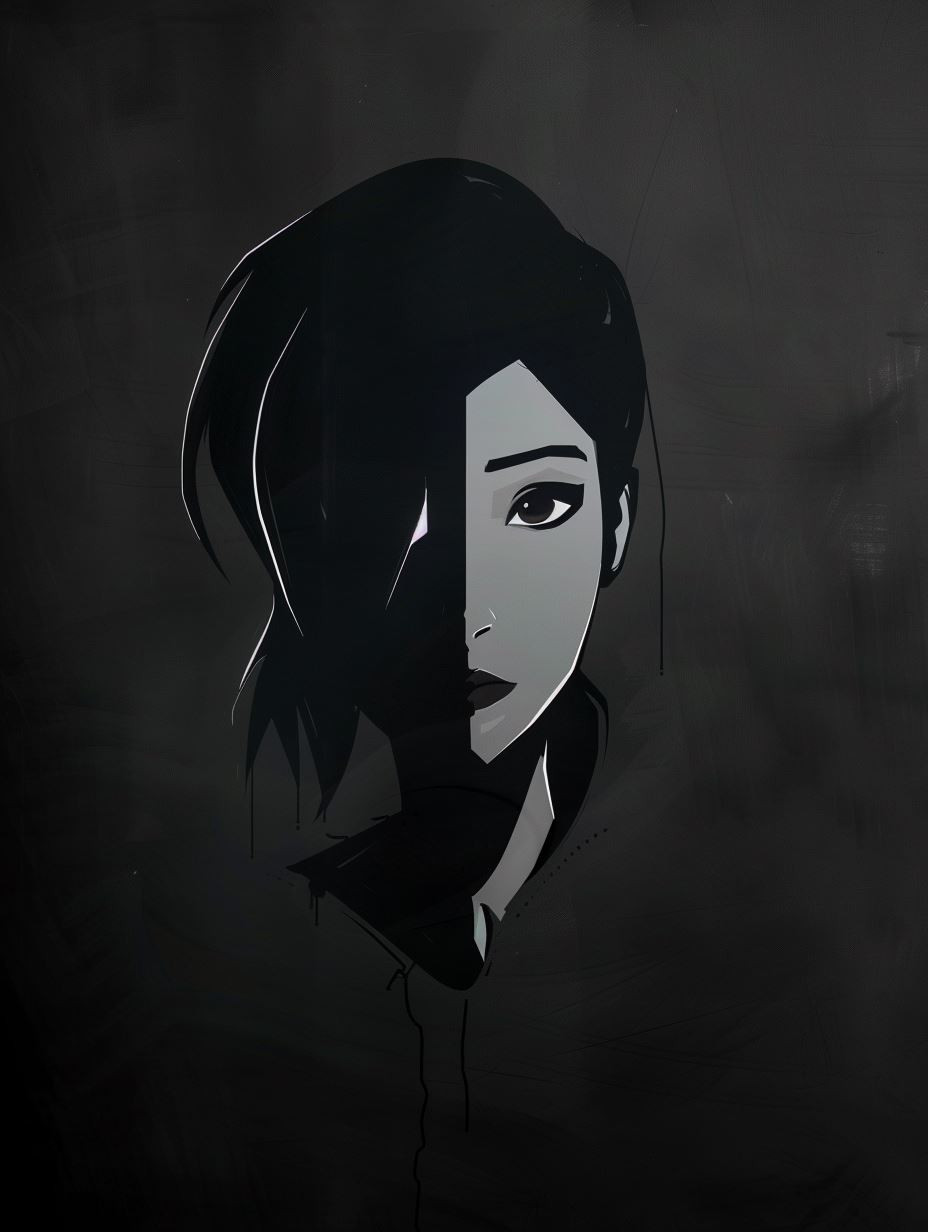 Crimson Gaze in Monochrome Shadow
