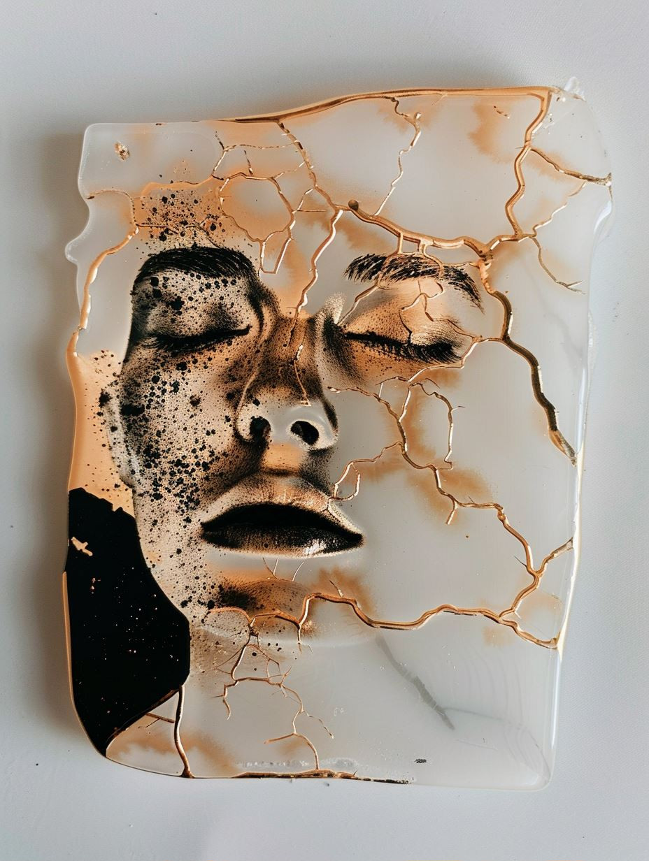 Fractured Gilded Porcelain Portrait
