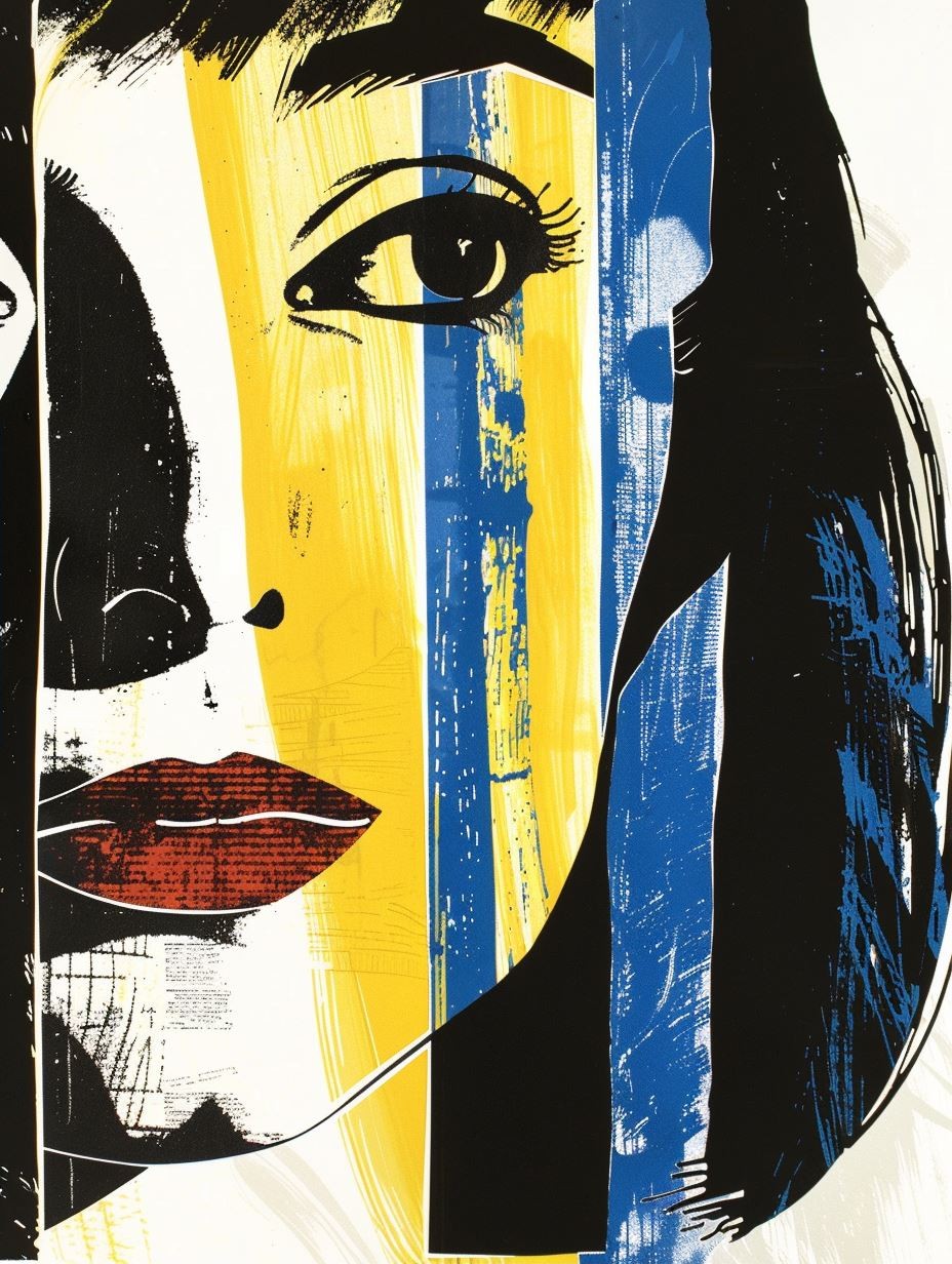 Abstract Cobalt and Ochre Portrait