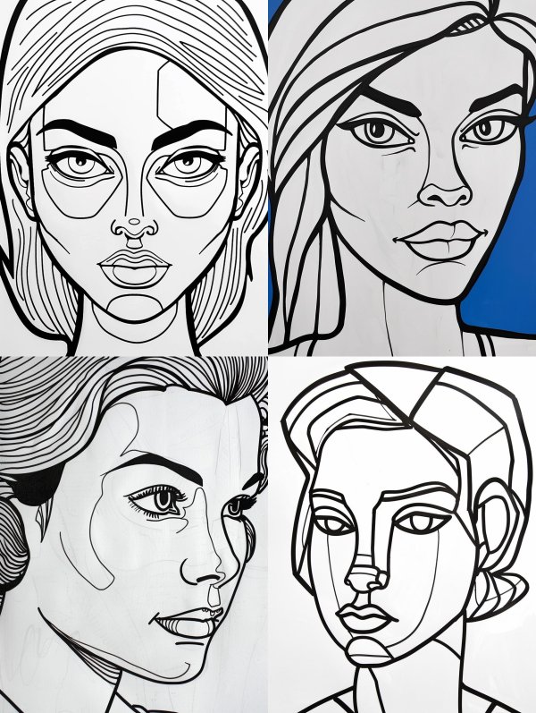 Cybernetic Line Art Portrait