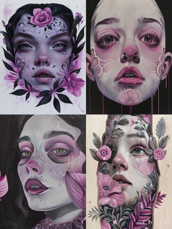 Ethereal Violet Floral Portrait