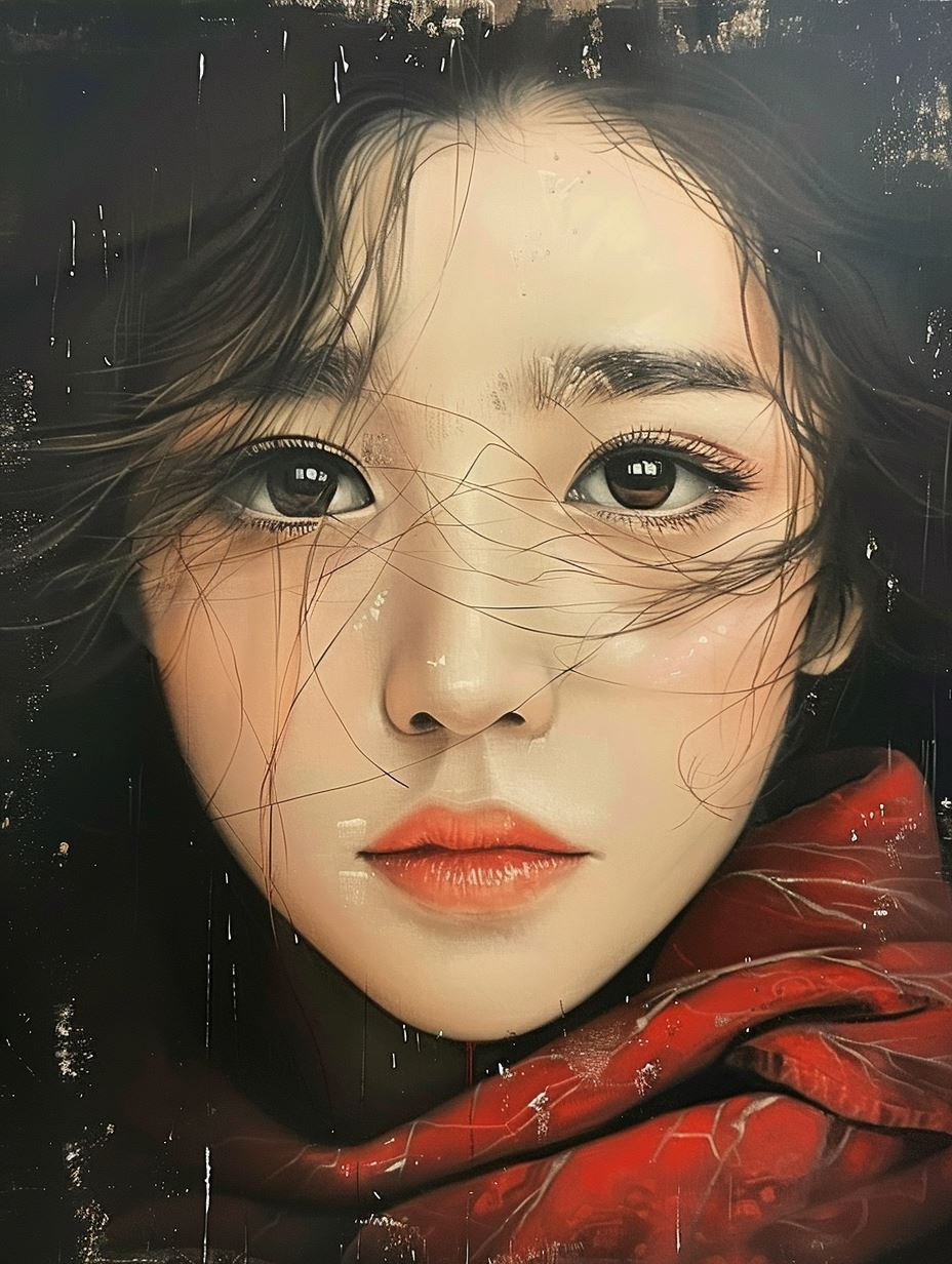 Ethereal Gaze in Dark Contrast