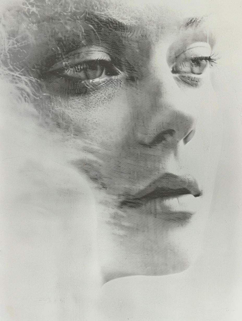 Ethereal Charcoal Fragmented Portrait