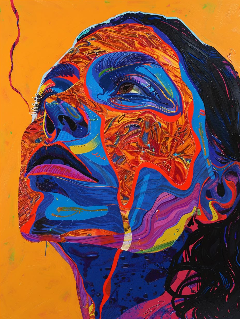 Neon Psychedelic Portrait Fusion