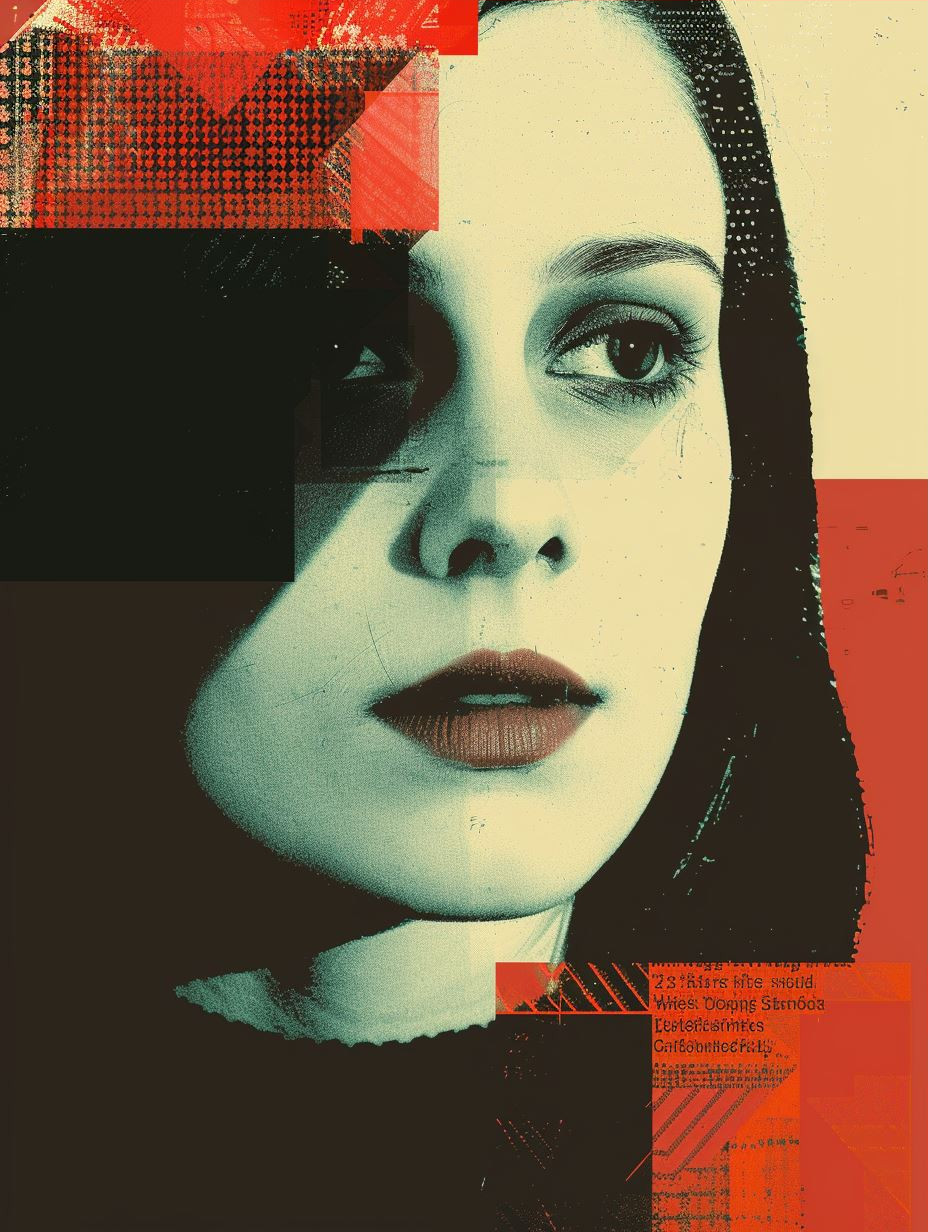 Fragmented Crimson Digital Portrait