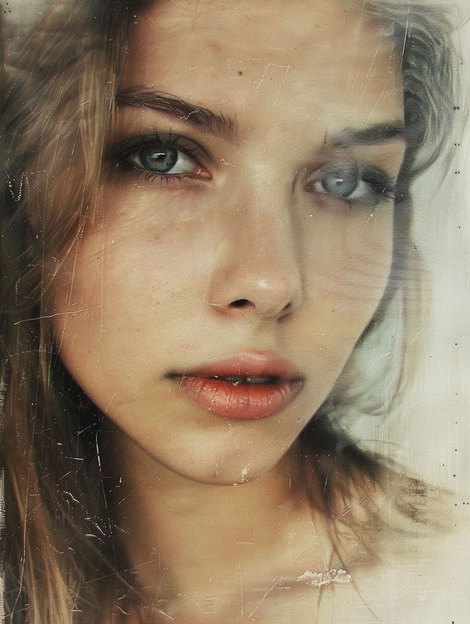 Weathered Gaze Through Cracked Glass