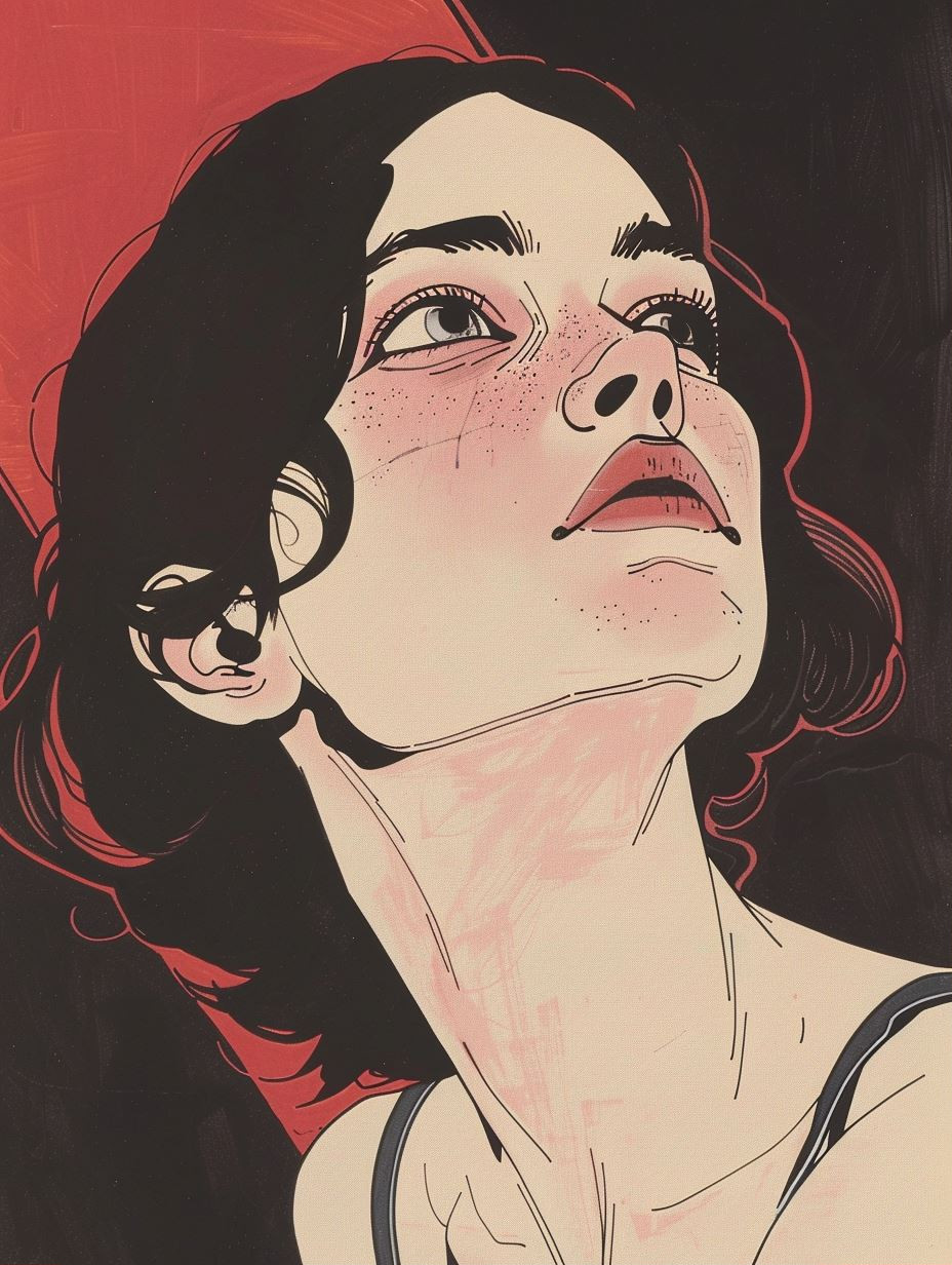 Crimson Gaze Noir Illustration