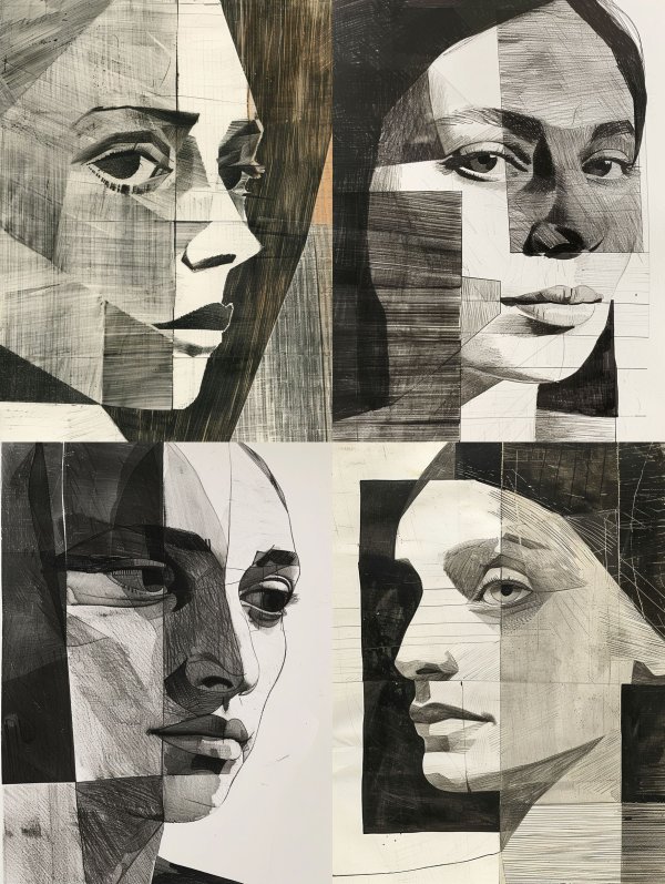 Fragmented Monochromatic Portrait Study