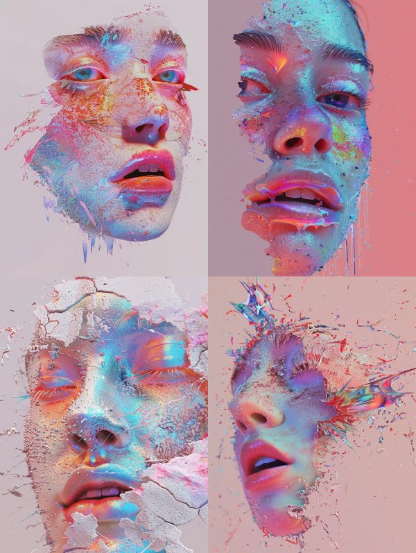 Abstract Neon Portrait Fragments